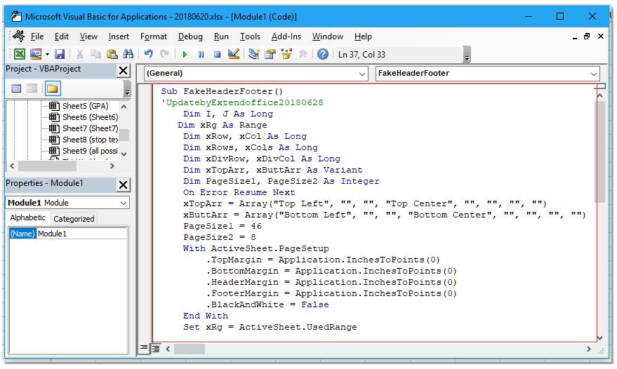 Mã VBA để thêm màu vào đầu và cuối trang 2